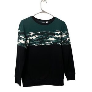 The Childrens Place Green Camo Long Sleeve Crewneck Sweatshirt Size 14 XL Boys
